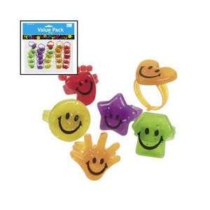  Glitter Smile Face Rings (4 dz): Toys & Games