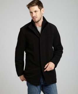 Marc New York black wool blend knit collar walking coat   up 