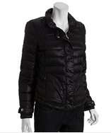 Calvin Klein black quilted nylon snap front down coat style# 316948701