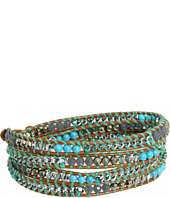 Chan Luu   Turquoise Mix Wrap Bracelet with Stones and Chain