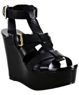 Ash black leather Banyan ankle strap wedges  BLUEFLY up to 70% off 
