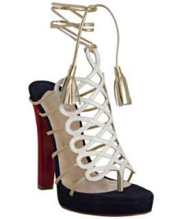 Christian Louboutin ivory leather Salsbourg 120 ankle wrap sandals 