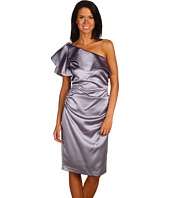 Maggy London   Solid Stretch Satin One Shoulder Ruffle Dress