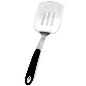 Silvermark Stainless Steel Slotted Turner with Black Silicone Handle 