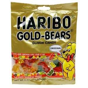 Haribo Gummi Candy, Original Gold bears, 5 ounce Bags (Pack of 24 