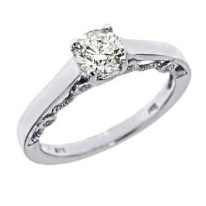  Set Round Brilliant Cut Diamond Solitaire Engagement Ring Filigree 
