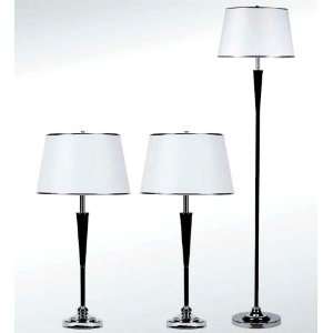   Floor Lamp, Two Table Lamps In Chrome. (Item# Vista Furniture CF901164