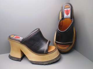 London Underground Shoes Leather w/ Wood Plaform Chloe  