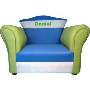 Supreme Leatherette Childrens Chair Blue, Green and White:  