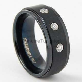 9mm Black Tungsten Diamonds Ring Wedding Band Size 6 15  