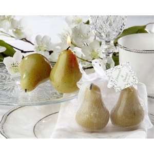   Pair Pear Candles in Sheer Organza Bag with Leaf Tag