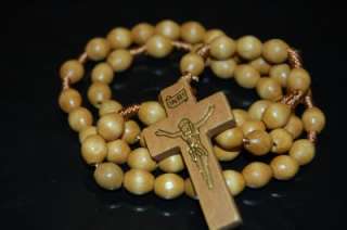 Rosary Light Brown Wood and Cord BRAND NEW Great Price  