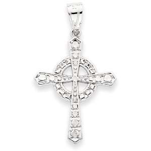  14k White Gold Celtic Cross Pendant: Jewelry
