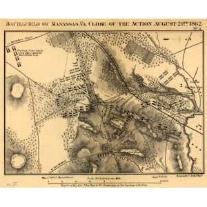  Civil War Map Battlefield of Manassas, Va. close of the 