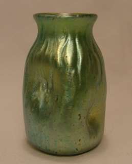 Antique Loetz Green & Blue Iridescent Art Glass Vase  