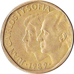 1989 Spain 500 Pesetas Coin Juan Carlos & Sofia KM#831  