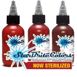  StarBrite 3 RED Color Set Sterile Tattoo Ink 4 OUNCE 