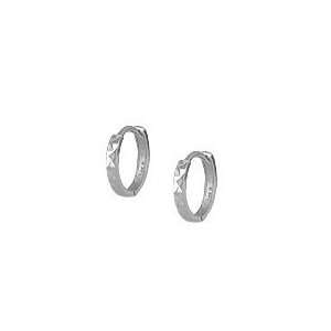   Jewelry   14K White Gold Diamond Cut Huggie Hoop Earrings: Jewelry