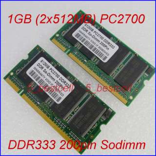 1GB (2 X 512MB) PC2700 DDR 333 200Pin 1GB LAPTOP Memory  