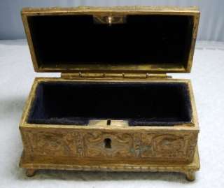   Ornate Gilt Color Cast Metal Treasure Chest Jewelry Casket~Germany