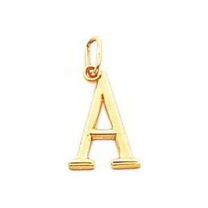  14K Gold Polished Initial A Charm: Jewelry