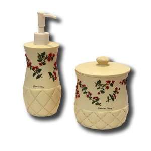 Donna Sharp Quilts Garden Patch Lotion Dispenser and Covered Jar Pair 