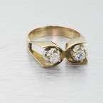 Stunning Unique Vintage Art Deco 14K Yellow Gold Ladies Diamond Ring 