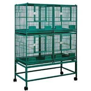  Divided Double Breeder Bird Cage on Stand   White: Pet 