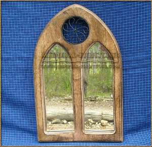 Double arch Gothic style mirror bathroom bedroom wood & metal  