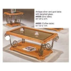  ANTIQUE SILVER & GOLD COFFEE TABLE SET: Home & Kitchen