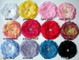 Lot of 12 Peony Rhinestone Flower Heads for Hair Clips  