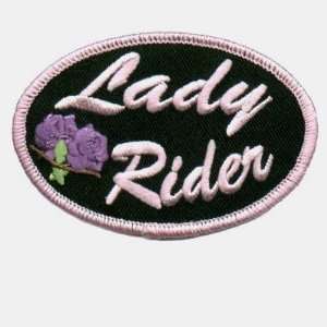  LADY RIDER Oval Pink With Rose Biker Ladies Vest Patch 