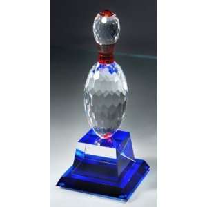   Bowling Pin with Indigo Blue Base Award Trophy: Sports & Outdoors