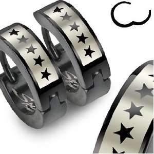   Earrings with 5 Star Logo   14mm Length, 4mm Width   Sold as a Pair