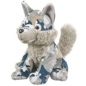 North American Camo Wolf (Blue) [Customize with Personalized Collar 