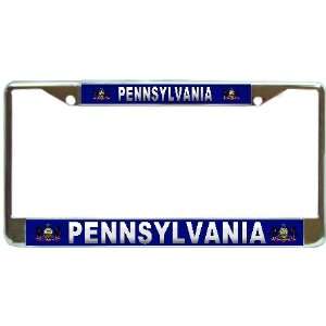  Pennsylvania State Flag Chrome Metal License Plate Frame 
