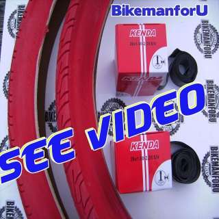 Bicycle RED 26 x 2.125 Cruiser MTB 2 Tire Tube Rmstrp  