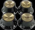 BRAND NEW set of 4 black/gold top hat knobs for Gibson Les Paul 