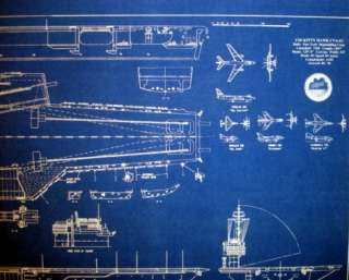 Vintage USN Carrier USS Kitty Hawk CVA 63 Blueprint Plan 17 x 35 