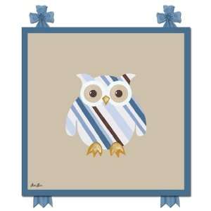  Mod Stripes Owl Retro Blue Canvas Art: Home & Kitchen