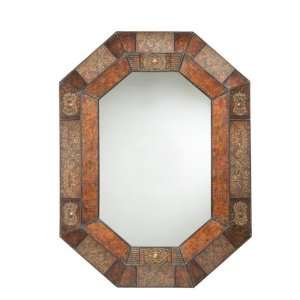  Octagon Wall Mirror with Decoupage Design in Antique Gold 