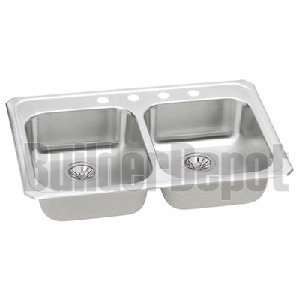  33 x 21 4 Hole Double Bowl Stainless Steel Sink 