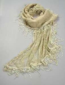Gentle Cotton Womens Dress Scarf Shawl Fashion Amazing Lace Edging 4 