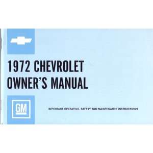  1972 CHEVROLET IMPALA FULL SIZE Owners Manual Guide 