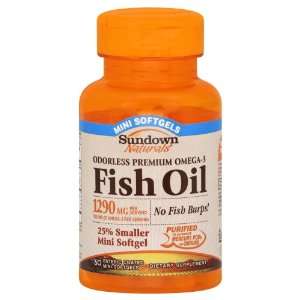  Sundown Fish Oil Omega 3 1290 Mg Mini Softgels, 60 Count 