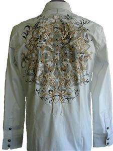 New Mens L/S Embroidered House of Lords SHIRT White M  