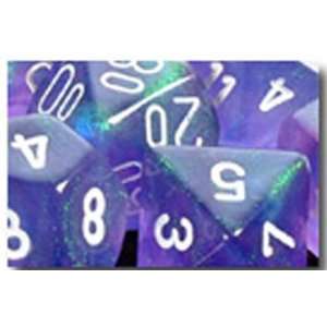  Chessex Dice: Polyhedral 7 Die Borealis Dice Set   Purple 
