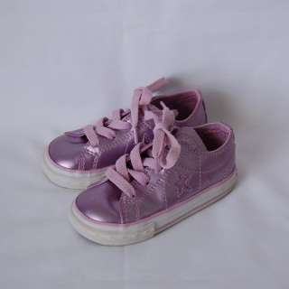 Converse One Star Girls Pink Purple Shiny Tennis Shoes size 6 Child 