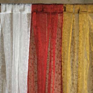 Lizette Floral Design Flocked Organza Curtain Drape 42x84, 94  6 