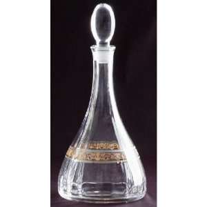 24% Lead Italian Crystal Venetian Silver Amber Wine Bottle with 